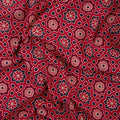 Red Floral Block Printed Pure Cotton Sindhi Ajrak Fabric Online