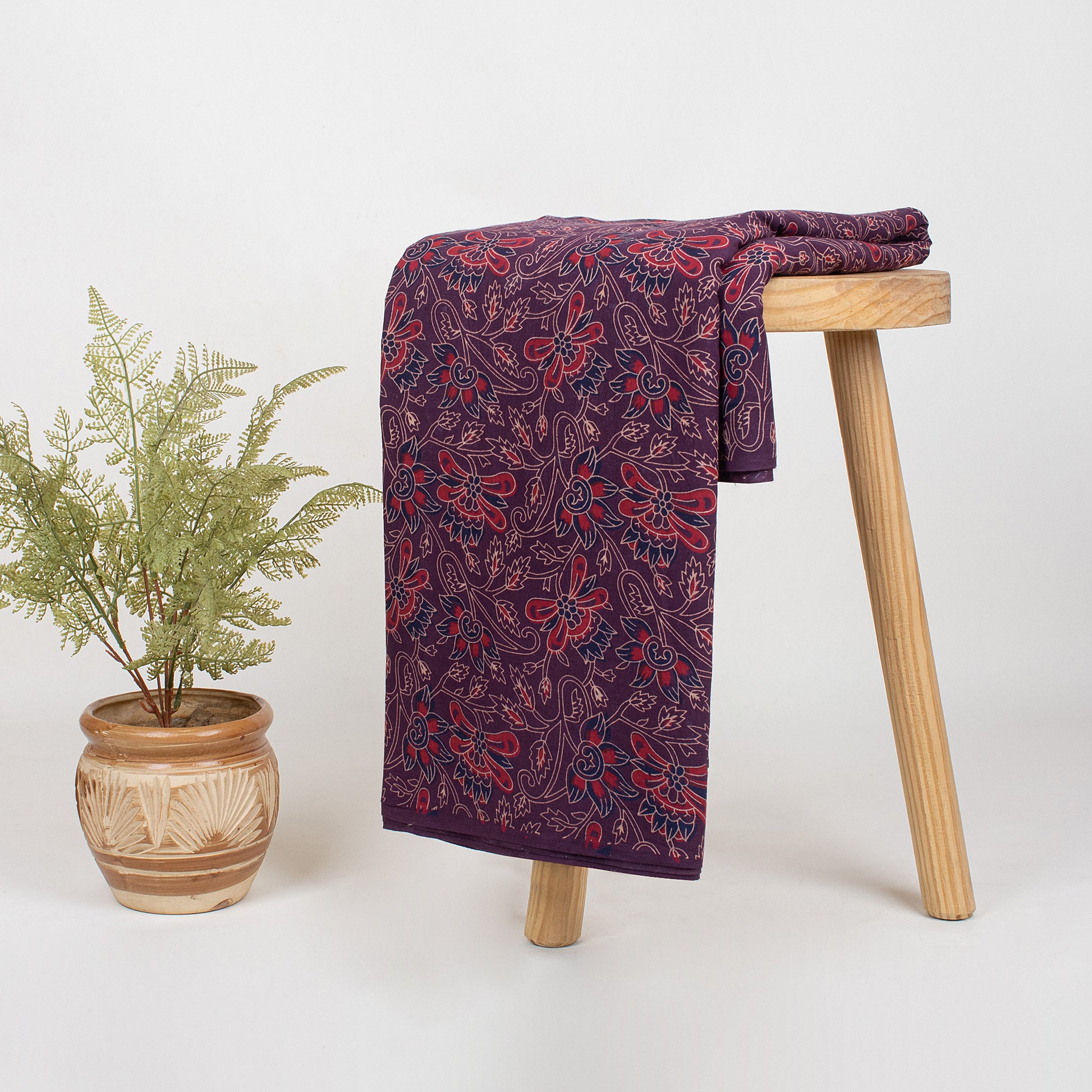 New Block Cotton Ajrak Print Dress Material Fabric Online