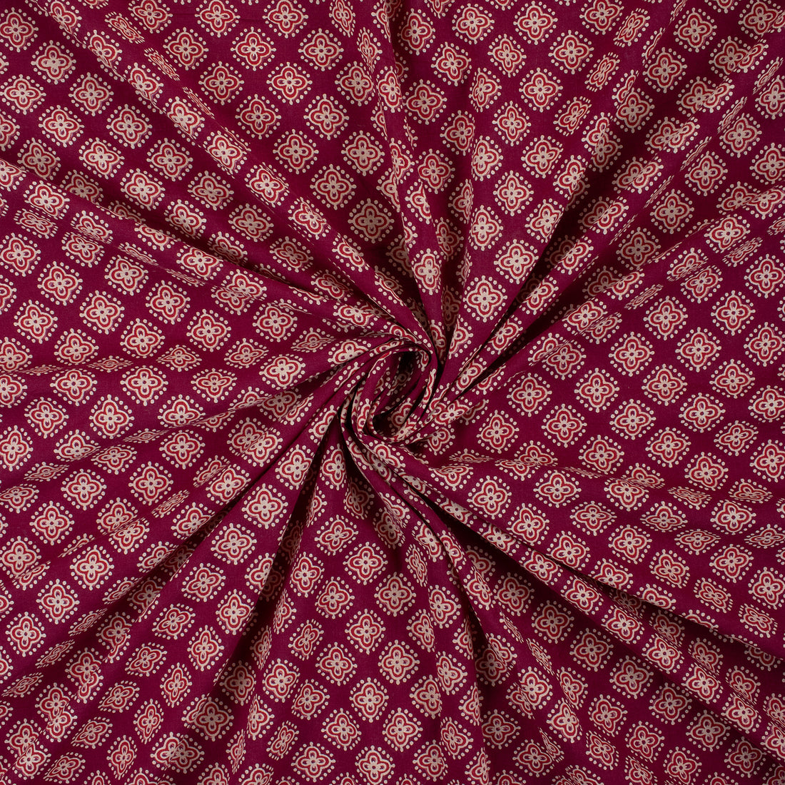 Handmade Floral Block Printed Pure Cotton Fabric Ajrak Material Online