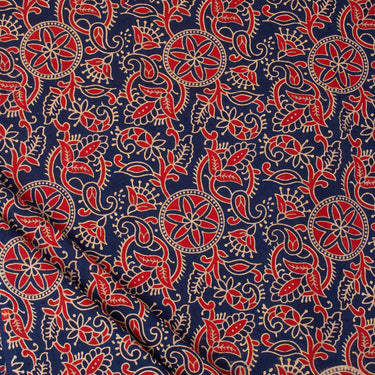 Multicolor Hand Block Floral Print Cotton Ajrakh Material Online