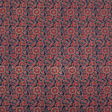 Multicolor Hand Block Floral Print Cotton Ajrakh Material Fabric