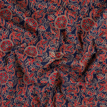 Multicolor Hand Block Floral Print Cotton Ajrakh Material Fabric