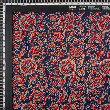 Multicolor Hand Block Floral Print Cotton Ajrakh Material Fabric