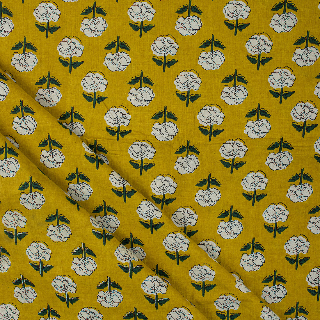 Yellow Floral Cotton Bagru Textiles Soft Fabric Online