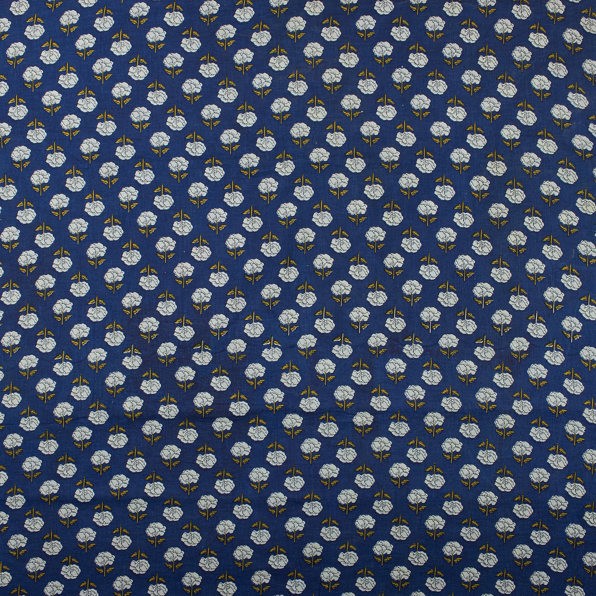 Blue Floral Soft Cotton Bagru Print Fabric in India Online