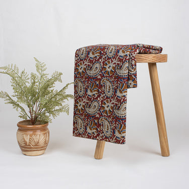 Brown Floral Cotton Paisley Bagru Print Fabric By The Yard Online