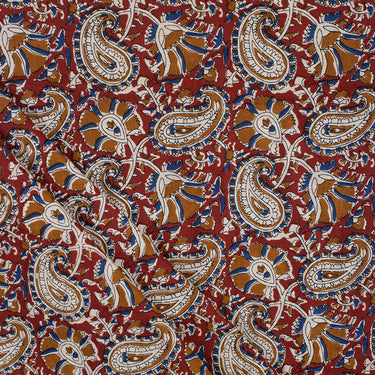 Brown Floral Cotton Paisley Bagru Print Fabric By The Yard Online