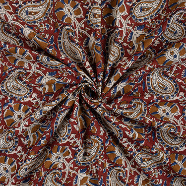 Brown Floral Cotton Paisley Bagru Print Fabric By The Yard Online