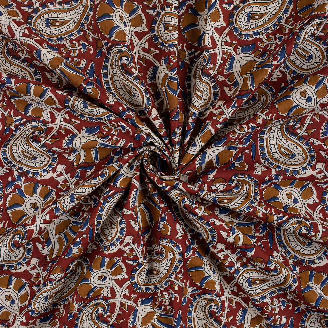 Brown Floral Cotton Paisley Bagru Print Fabric By The Yard Online
