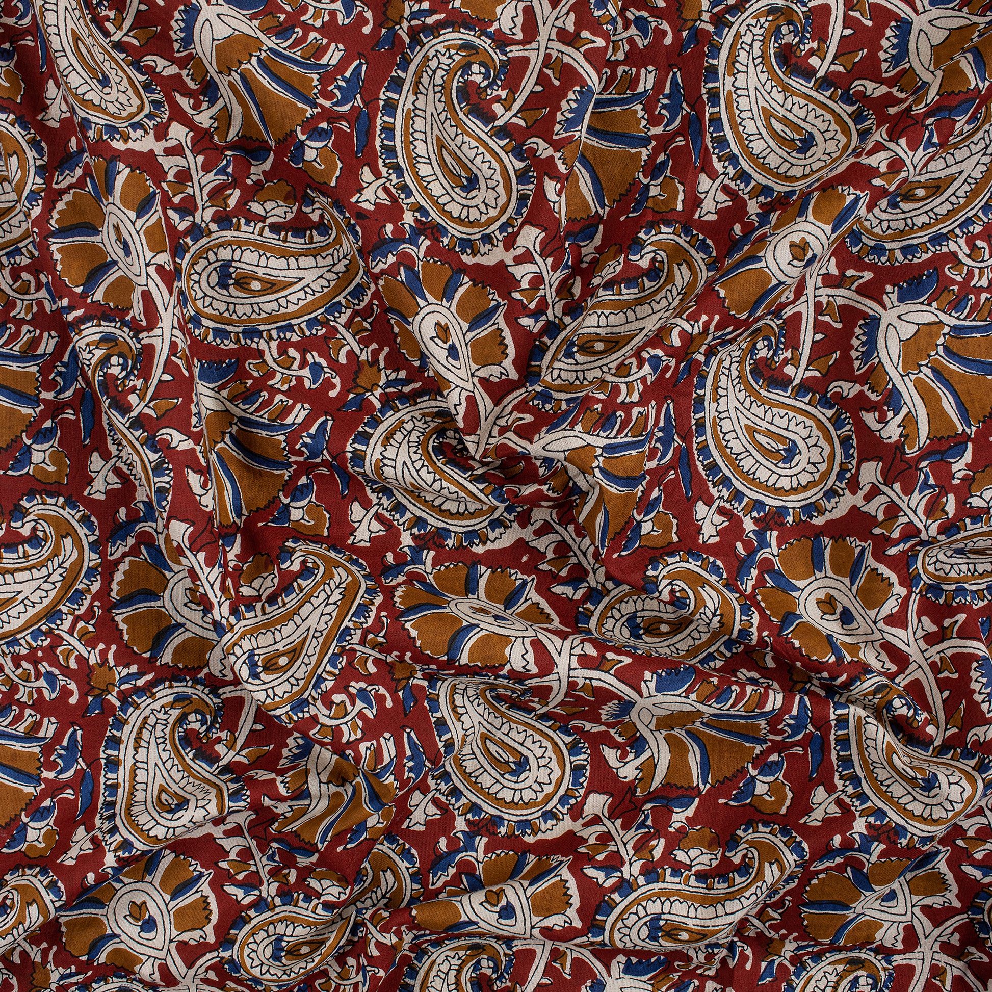 Brown Floral Cotton Paisley Bagru Print Fabric By The Yard Online