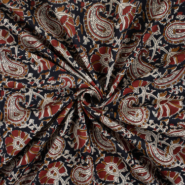 Multicolor Soft Hand Block Paisley Bagru Print Fabric Online