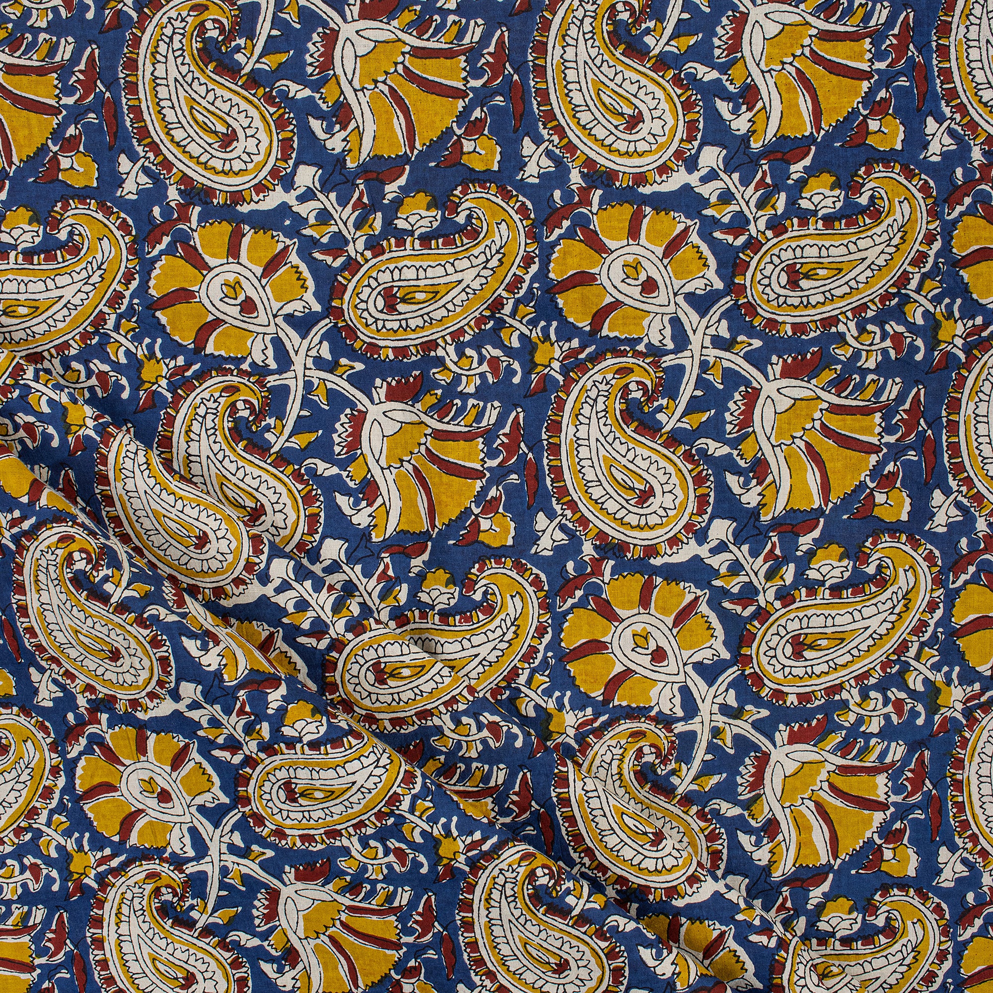 Hand Block Paisley Printed Soft Cotton Bagru Fabric Online