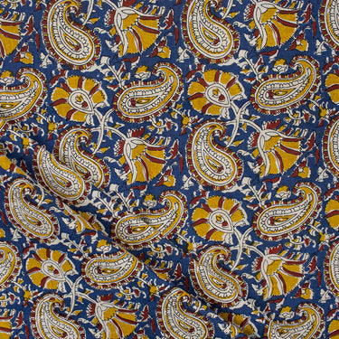 Hand Block Paisley Printed Soft Cotton Bagru Fabric Online