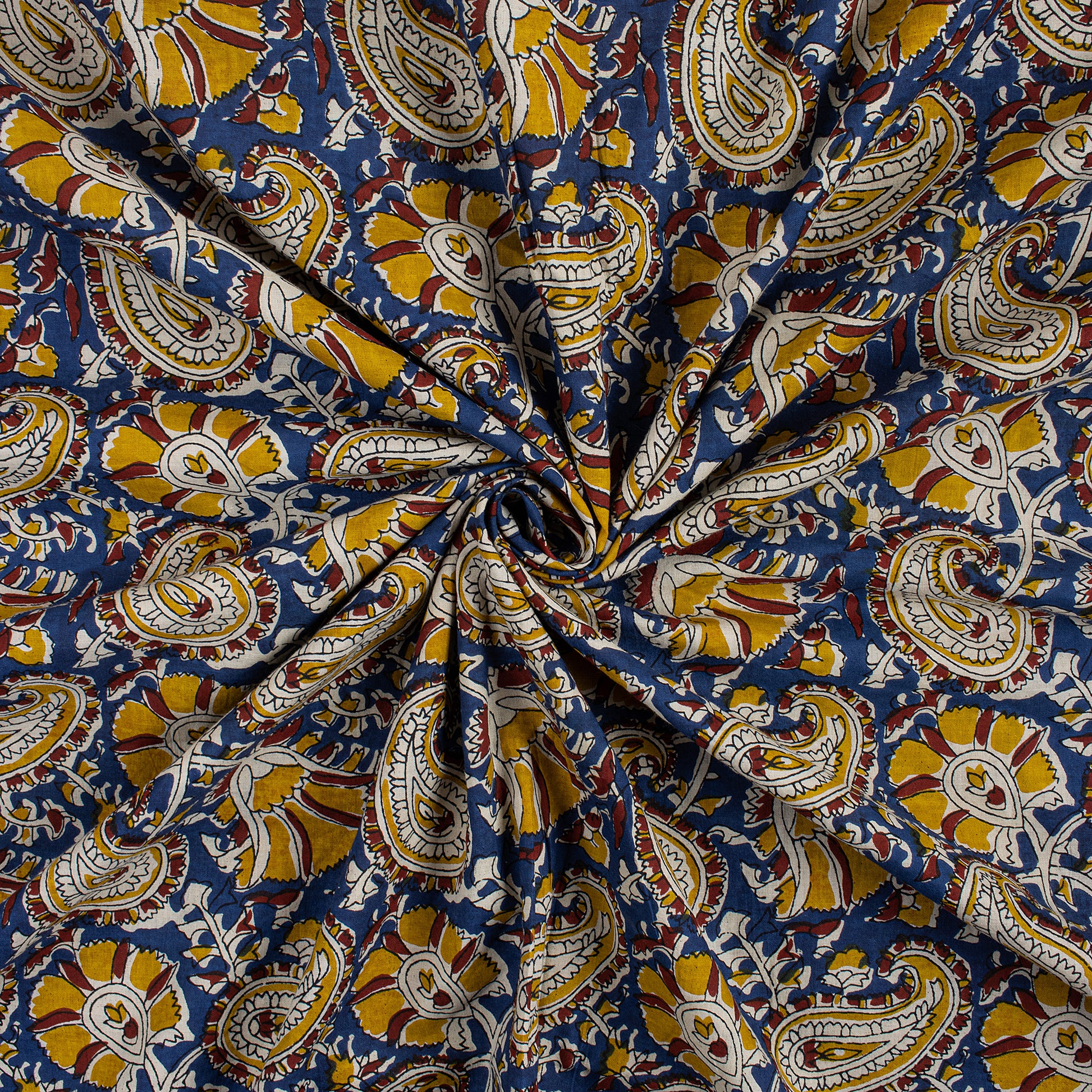 Hand Block Paisley Printed Soft Cotton Bagru Fabric Online