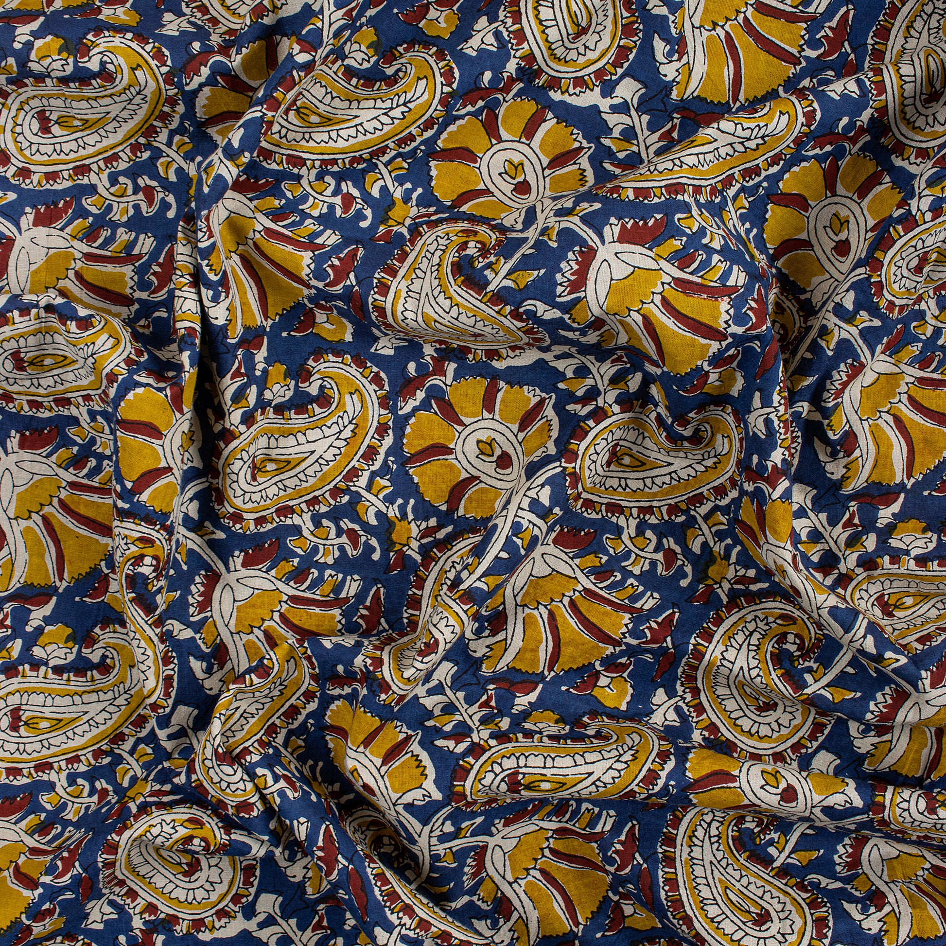 Hand Block Paisley Printed Soft Cotton Bagru Fabric Online