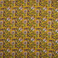 Hand Block Leaf Print Yellow Bagru Craft Fabric