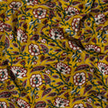 Hand Block Leaf Print Yellow Bagru Craft Fabric