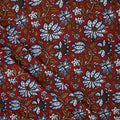 Maroon Hand Block Floral Printed Cotton Bagru Fabric Online