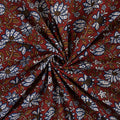 Maroon Hand Block Floral Printed Cotton Bagru Fabric Online