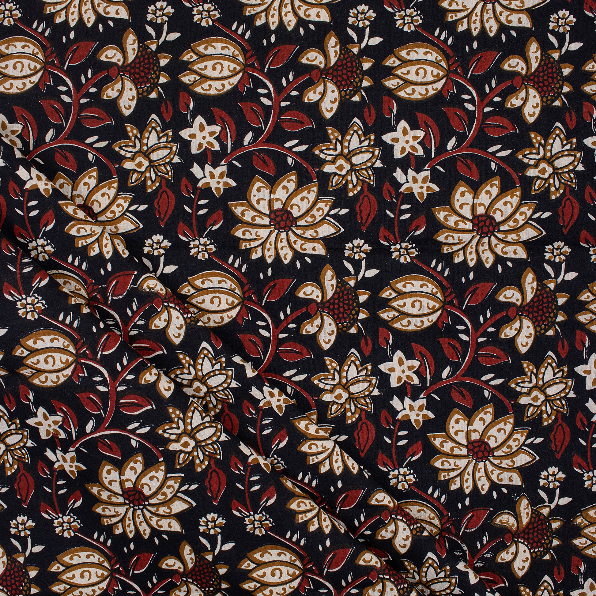 Hand Block Floral Cotton Bagru Textiles Online