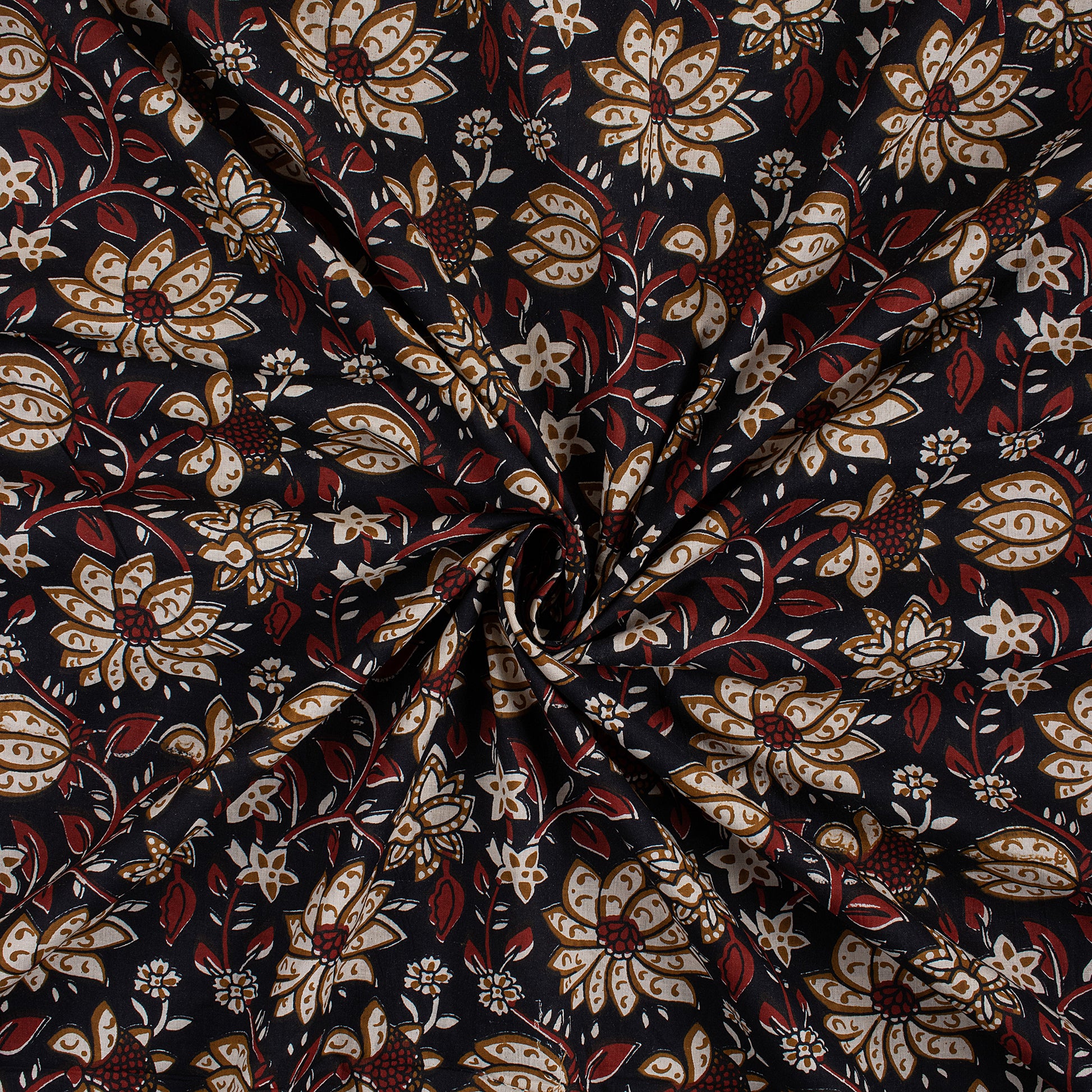 Hand Block Floral Cotton Bagru Textiles Online