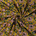 Yellow Block Floral Cotton Bagru Print Fabric Online