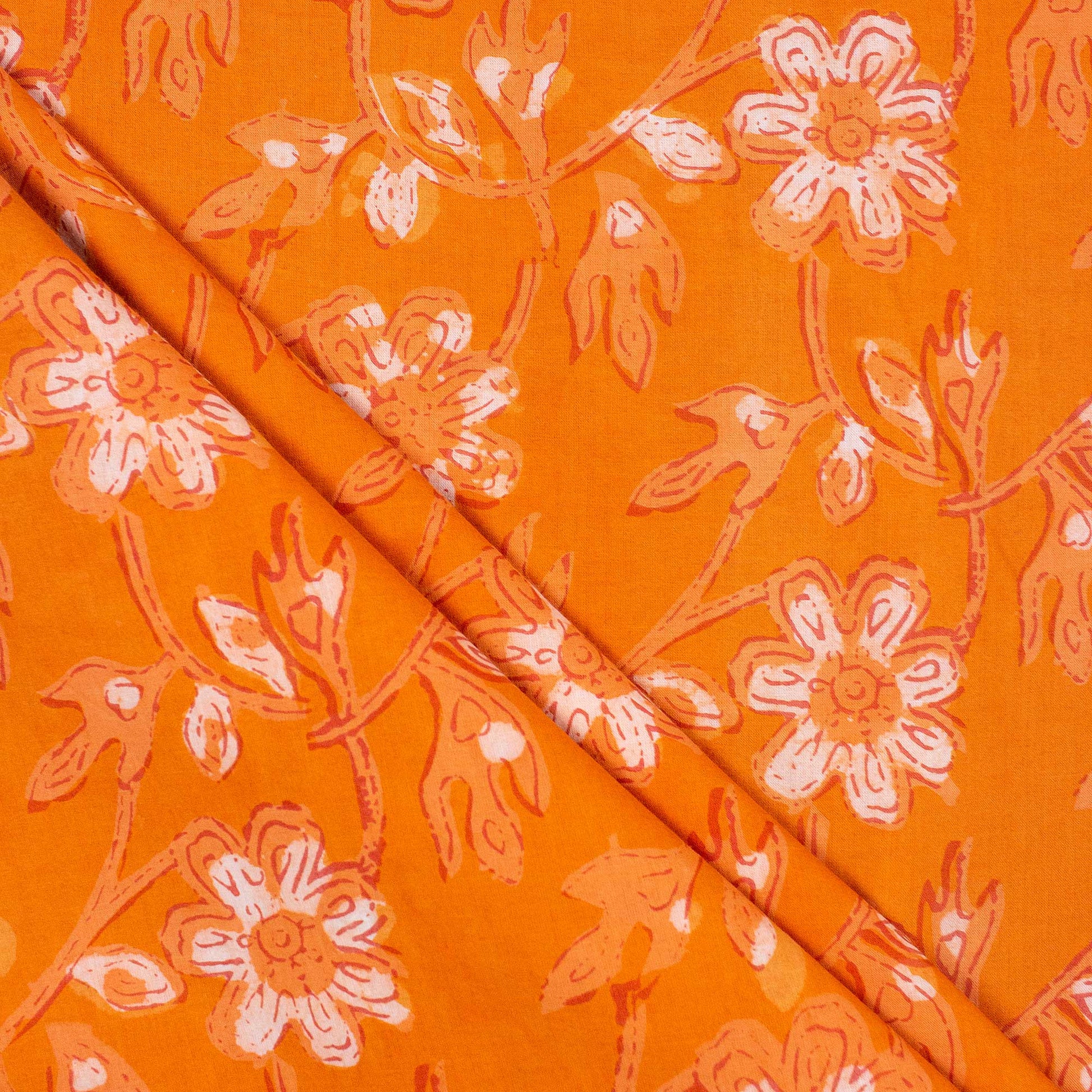 Handmade Dabu Floral Print Cotton Fabric 