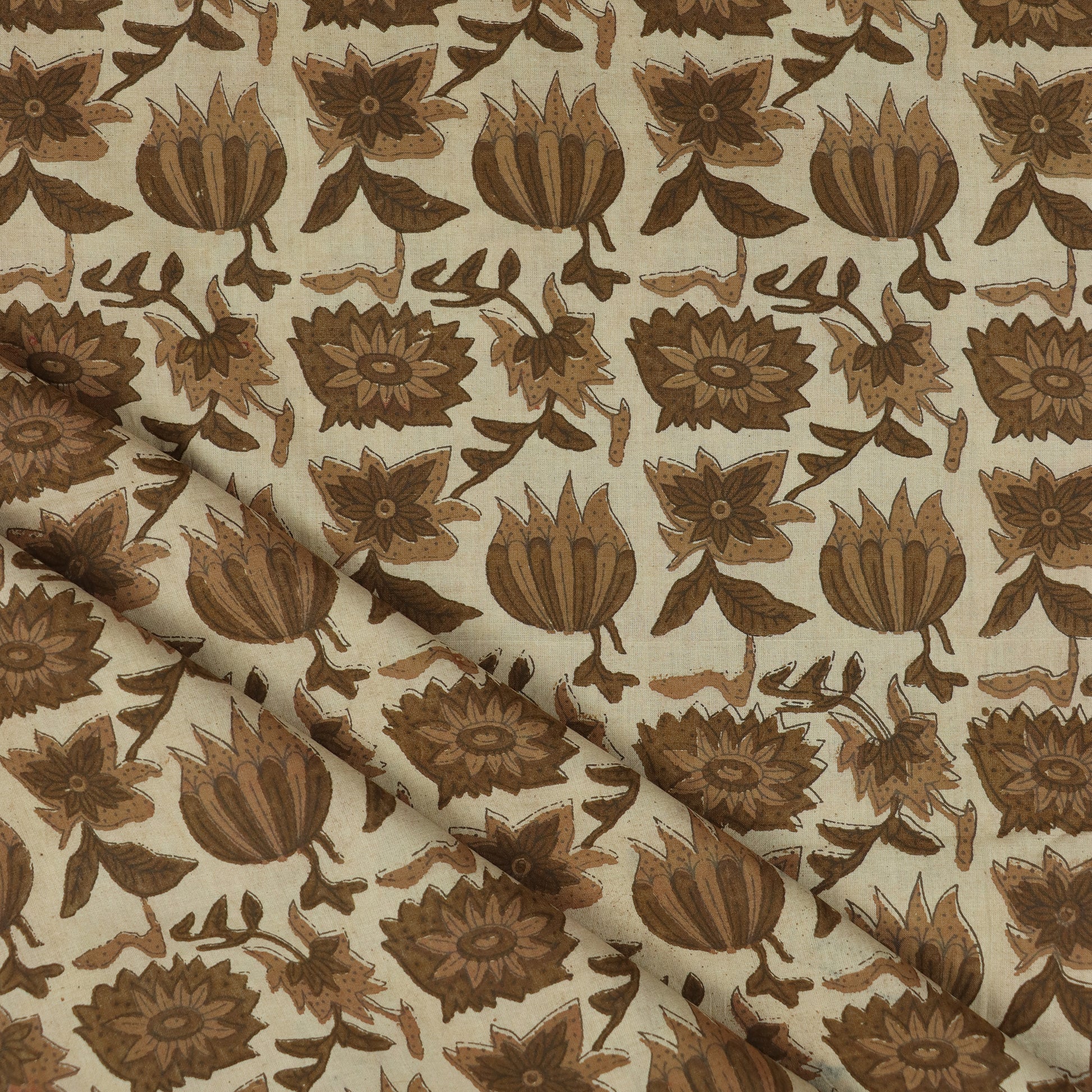 Brown Floral Printed Soft Best Cotton Fabric