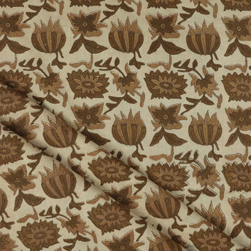 Brown Floral Printed Soft Best Cotton Fabric