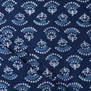 Blue Floral Dabu Print Pure Cotton Fabric