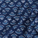 Blue Floral Dabu Print Pure Cotton Fabric