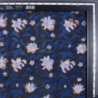 White Floral Printed Cotton Silk Fabric Online