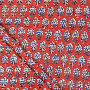 Unique Floral Dabu Print Cotton Fabric