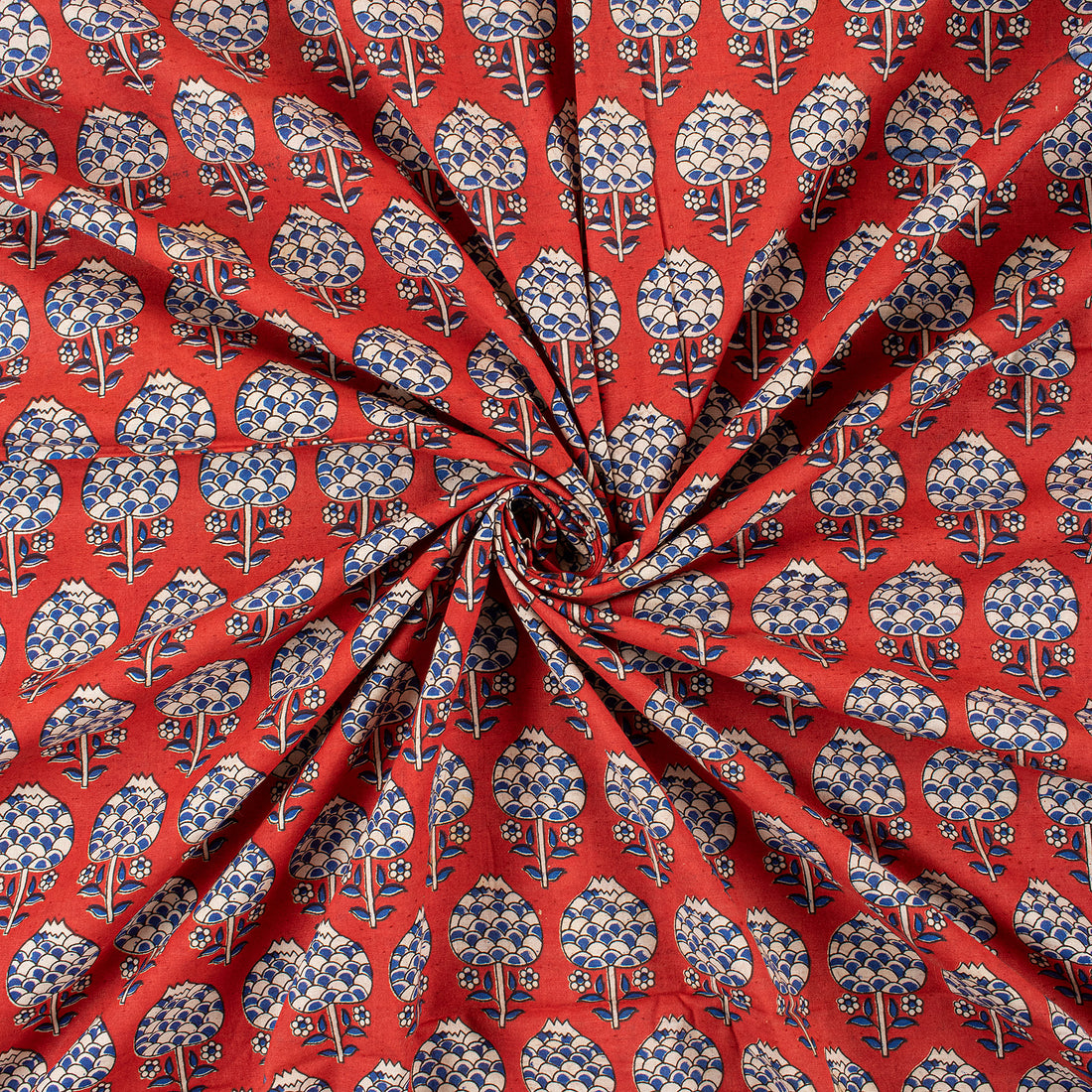 Unique Floral Dabu Print Cotton Fabric