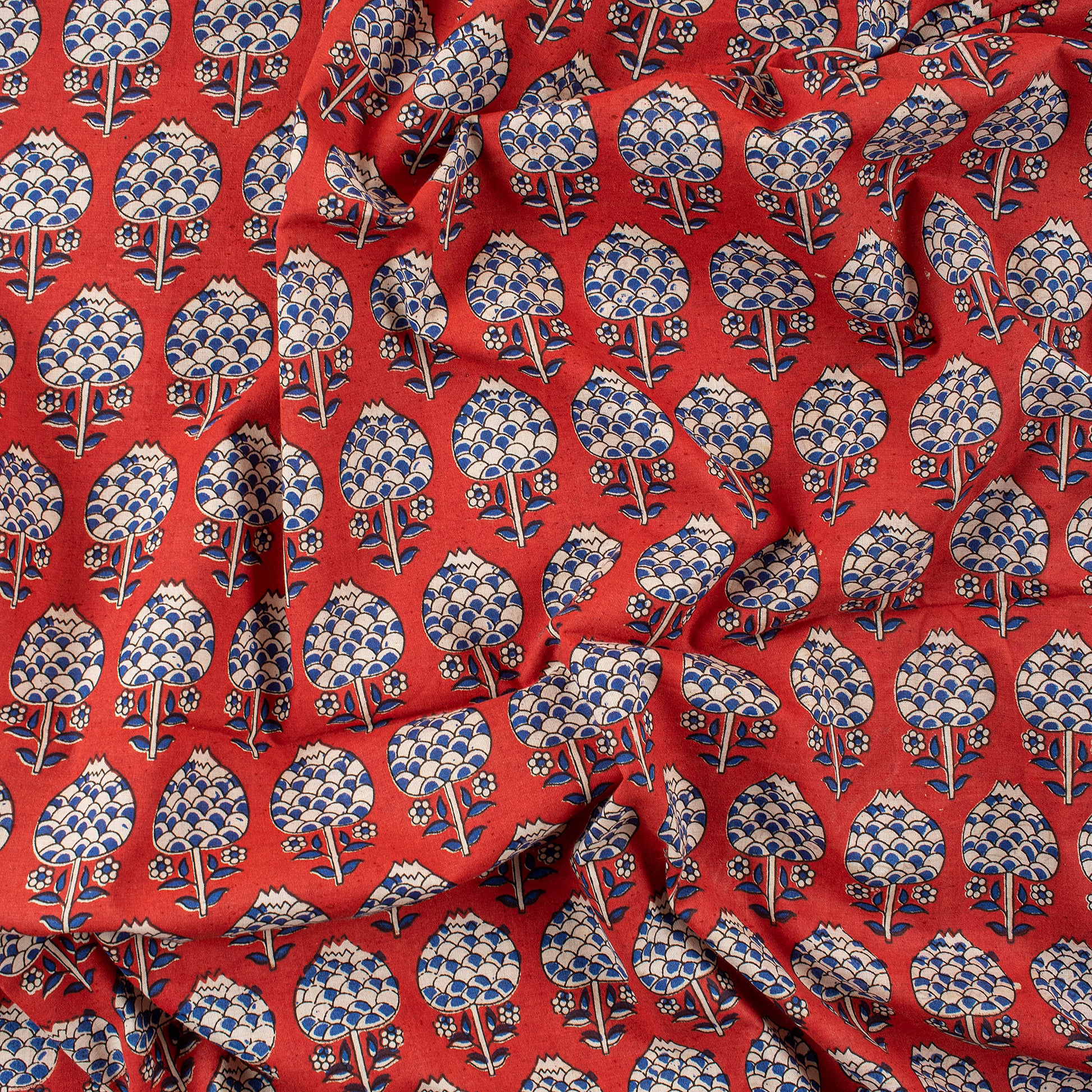 Unique Floral Dabu Print Cotton Fabric