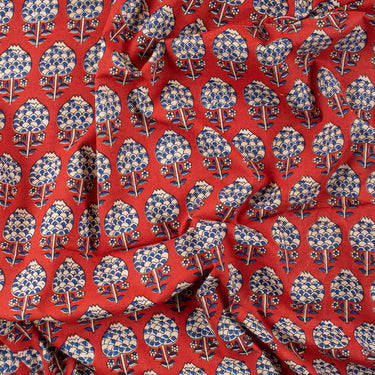 Unique Floral Dabu Print Cotton Fabric