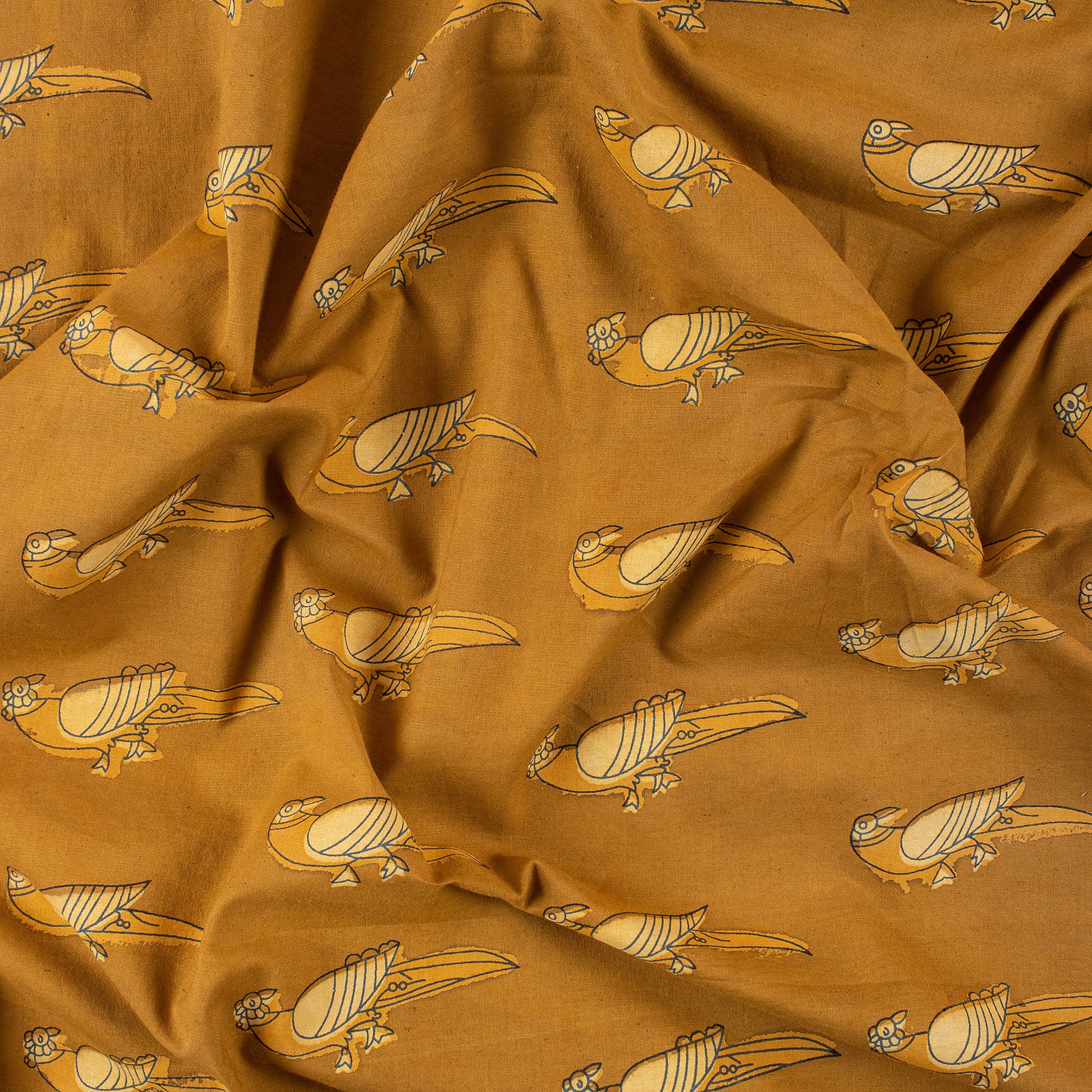 Dabu Hand Block Bird Print Fabric