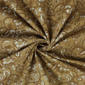 Brown Hand Block Floral Dabu Print Fabric For Dress