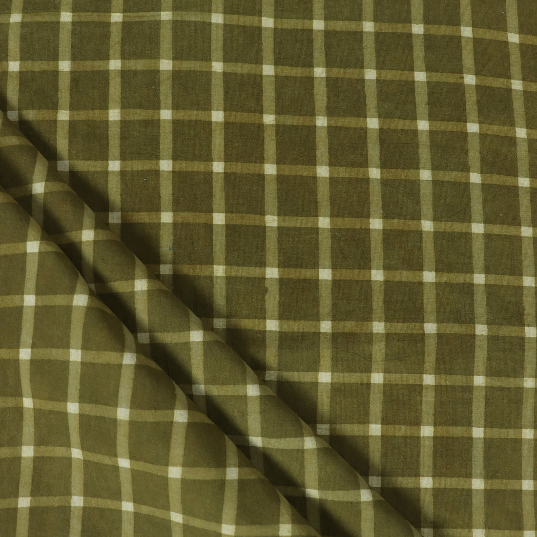 Green Stripes Print Dabu Cotton Running Fabric Online