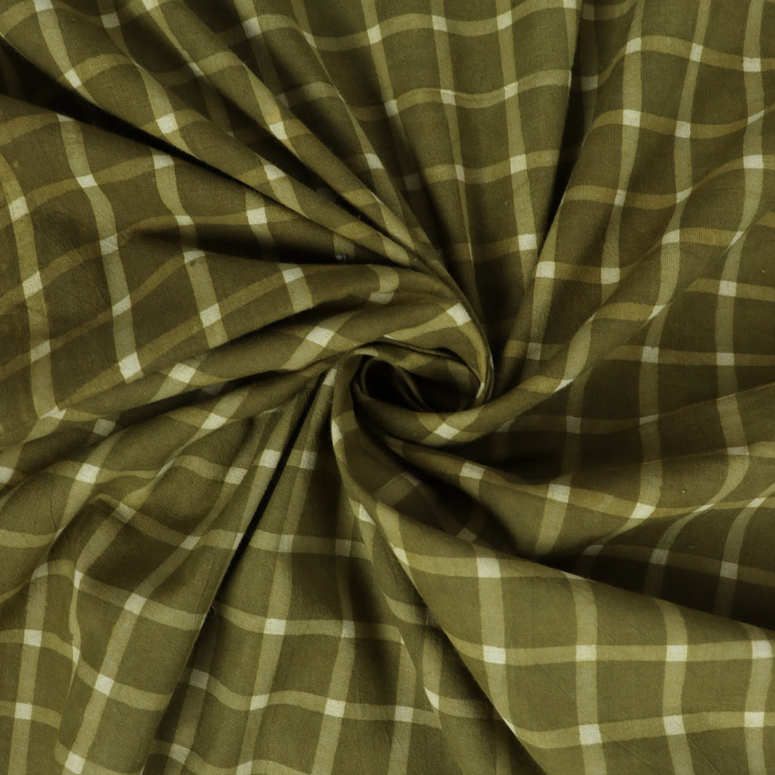 Green Stripes Print Dabu Cotton Running Fabric Online