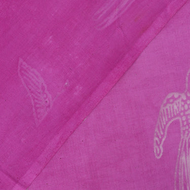 Pink Bird Wooden Block Printed Pure Cotton Fabric Online