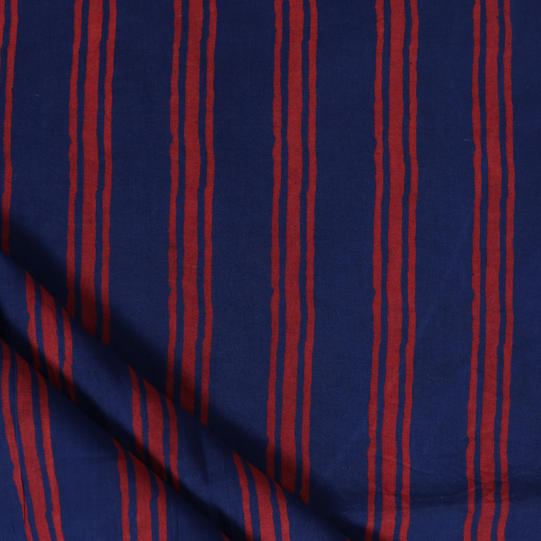 Red Stripes Block Printed Soft Cotton Fabric Online