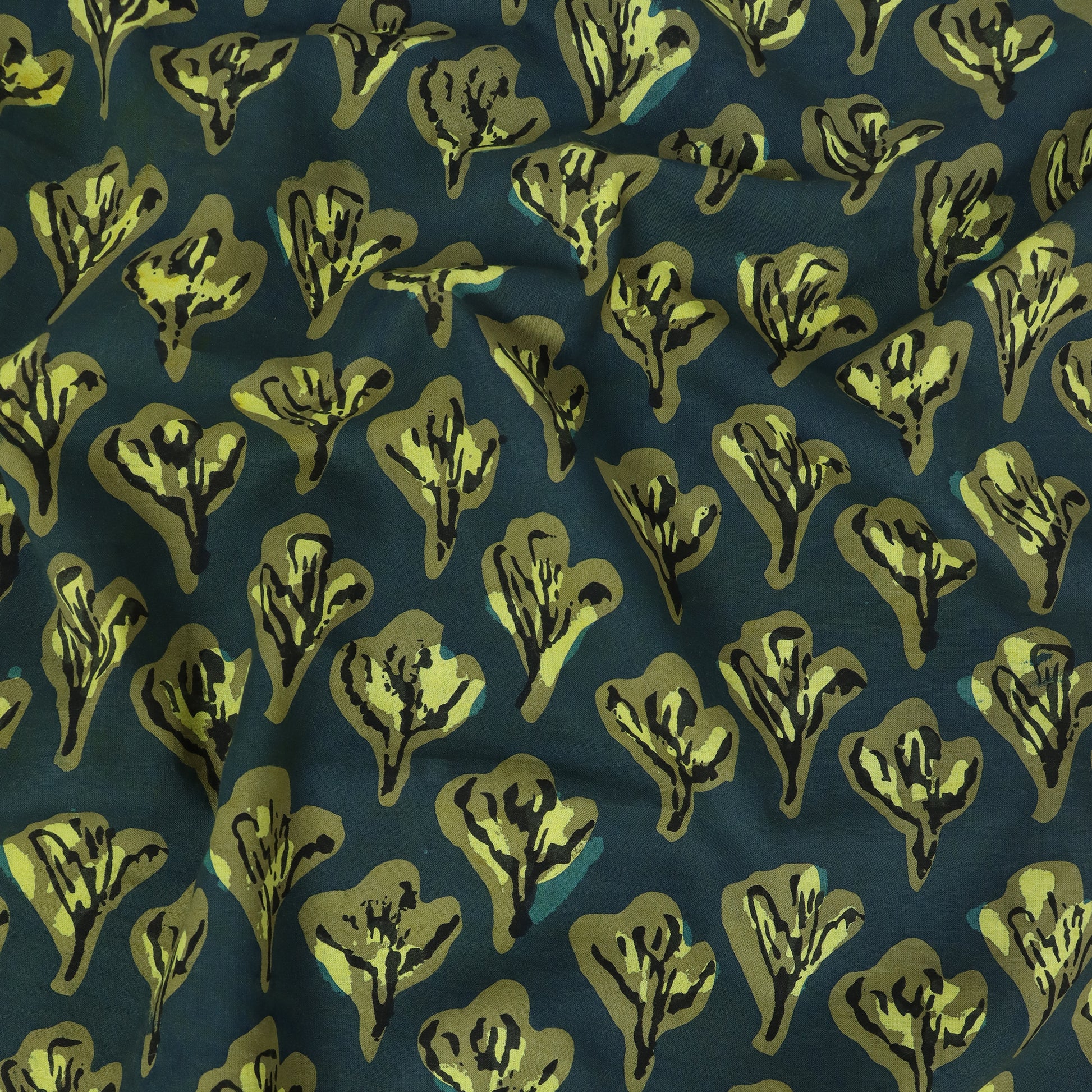 Latest Green Dabu Print Pure Cotton Fabric Online