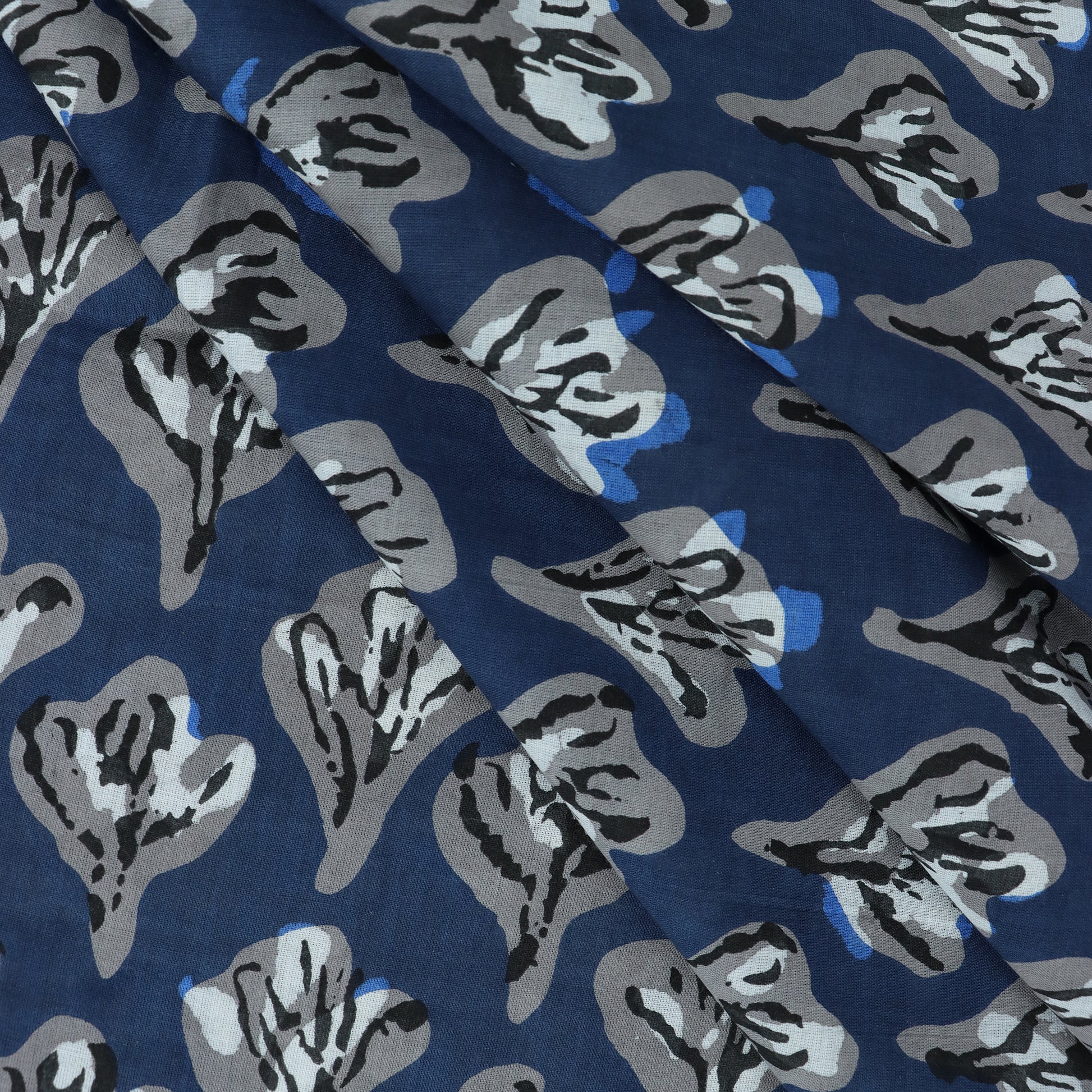 Blue Floral Print Best Cotton Fabric Online