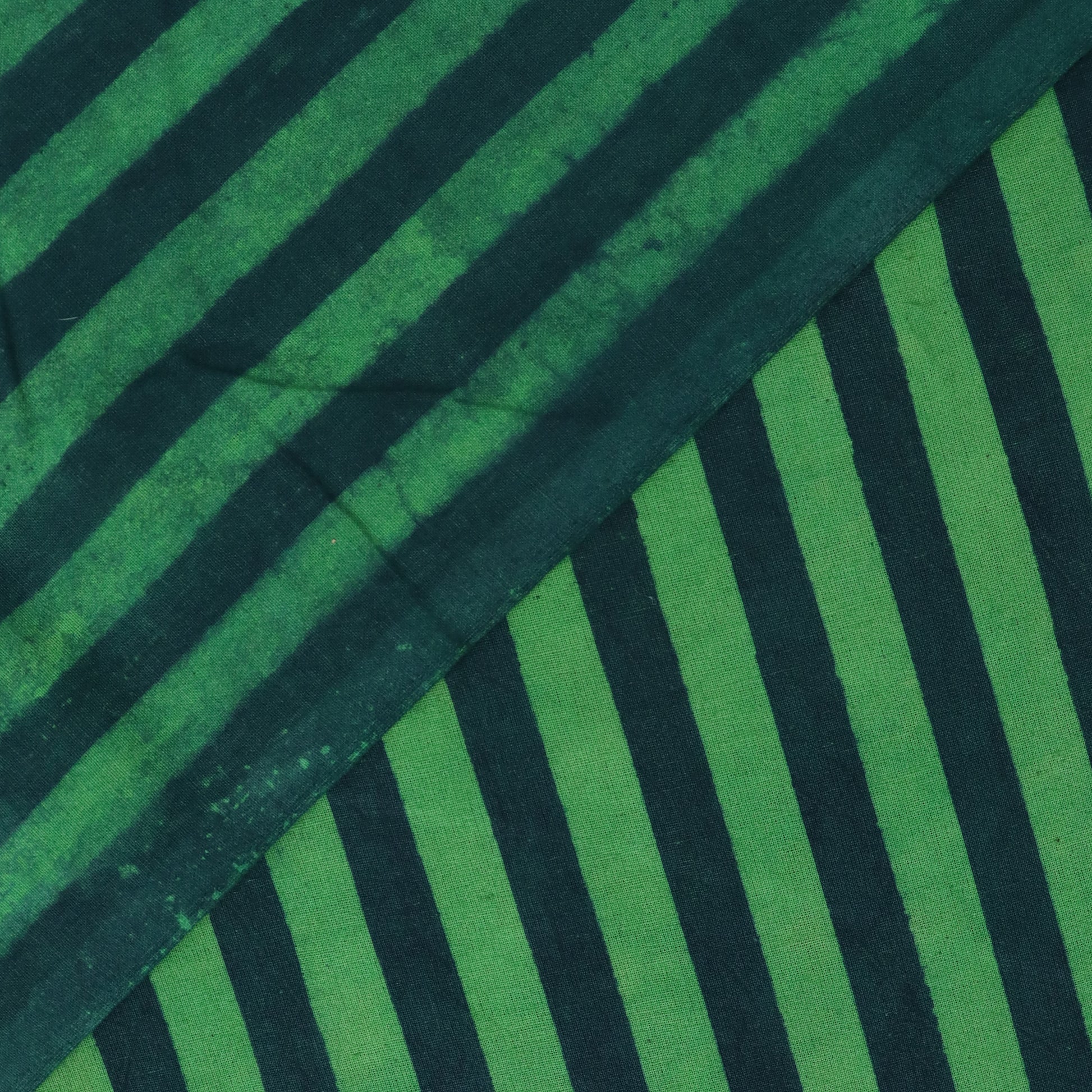 Green Stripes Printed Cotton Running Fabric Online