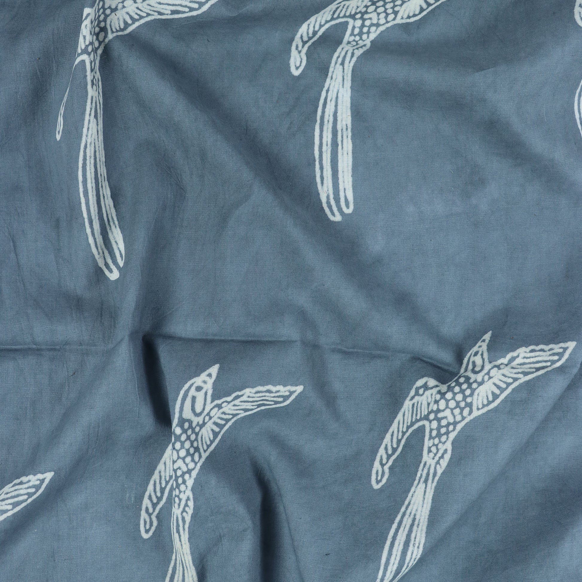 Hand Block Birds Print 100% Pure Cotton Fabric