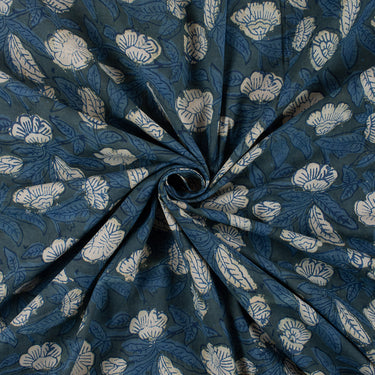 Discharge Cotton Indigo Block Printed Material