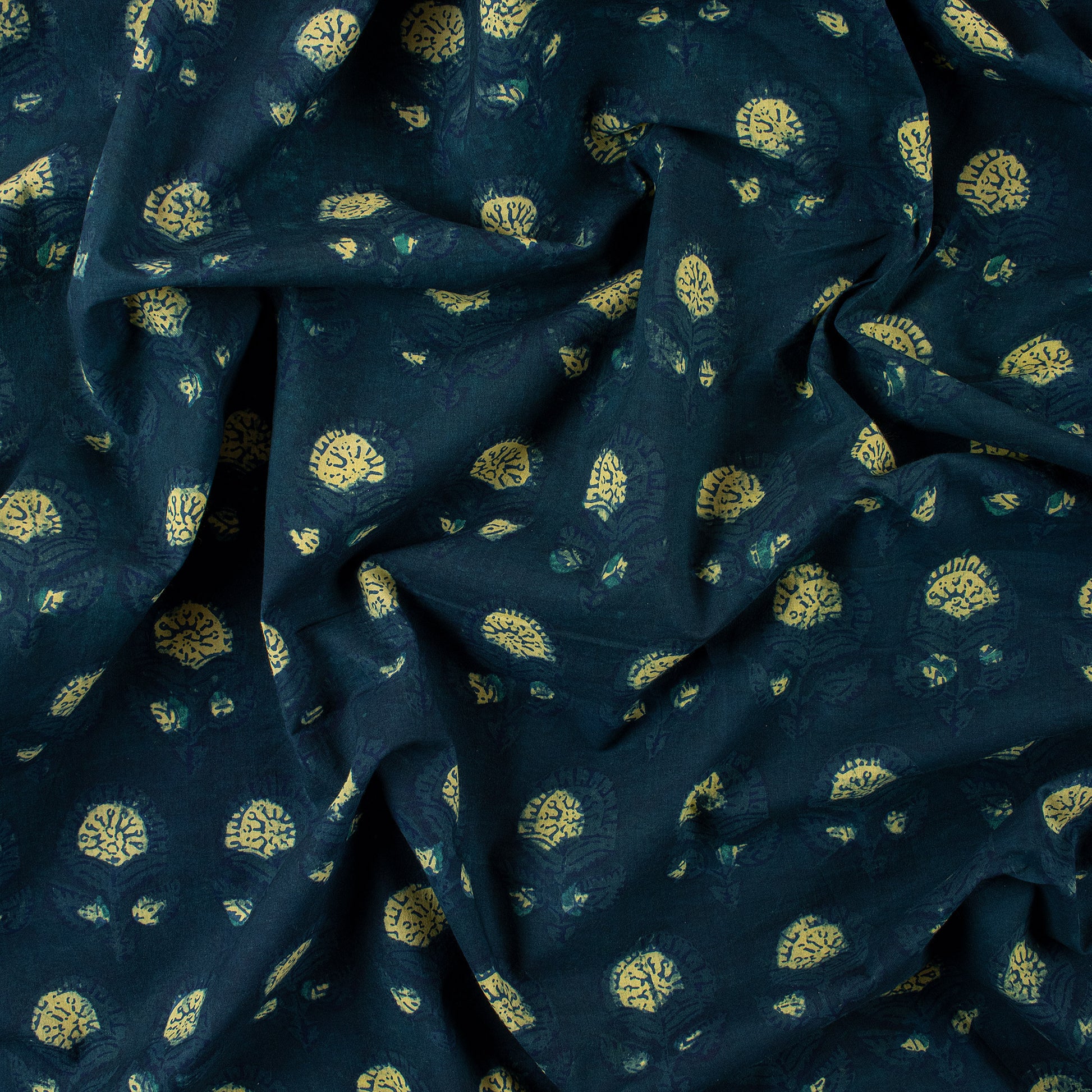 Handmade Dabu Floral Print Cotton Fabric 