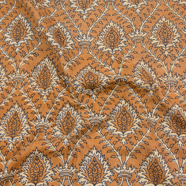 Premium Yellow Floral Dabu Print Cotton Fabric For Dress Online