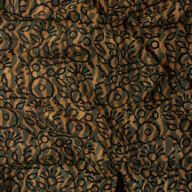 Green Hand Block Abstract Cotton Dress Fabric